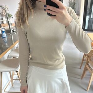 H&M Cream Fitted Long Sleeve Tee